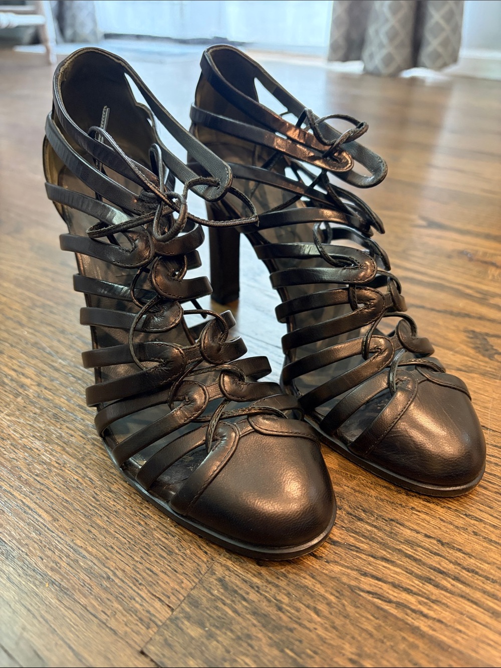 Jil Sander Black Cage Lambskin High-Heel Sandals